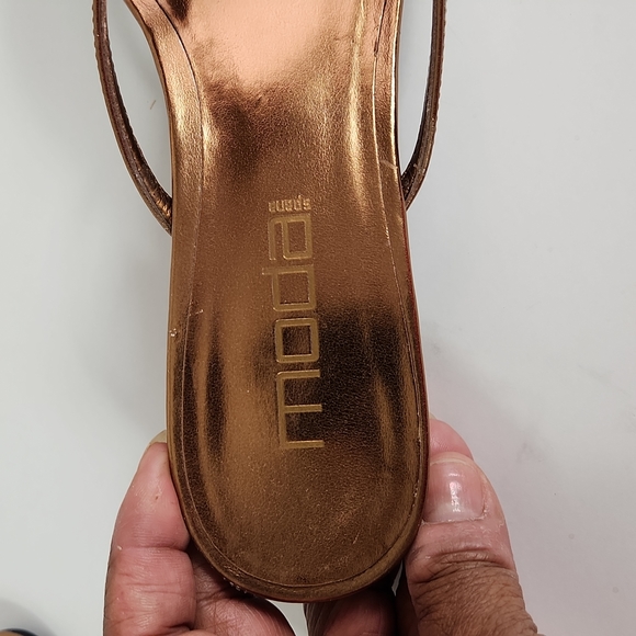 Moda, Women's Browns bronze, 1.5" heels, jeweled slip-on Sandal slides. Size 10M - Picture 6 of 10